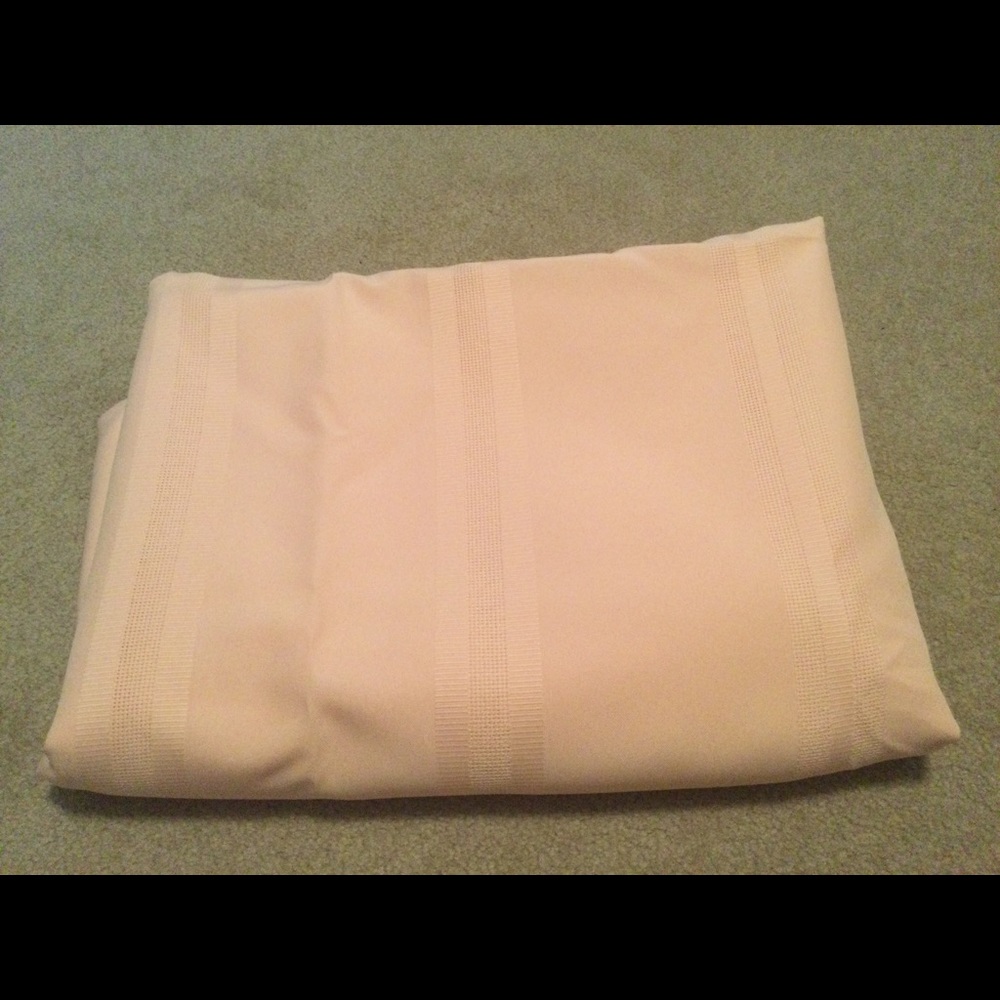 Rectangular/Oblong Peach Linen Striped Tablecloth